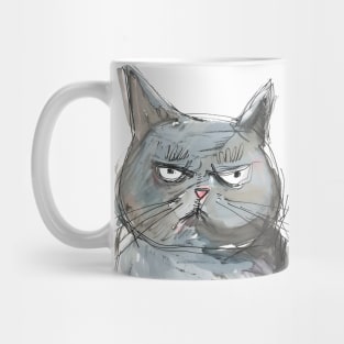 Funny Badly Drawn Angry Cat Mug